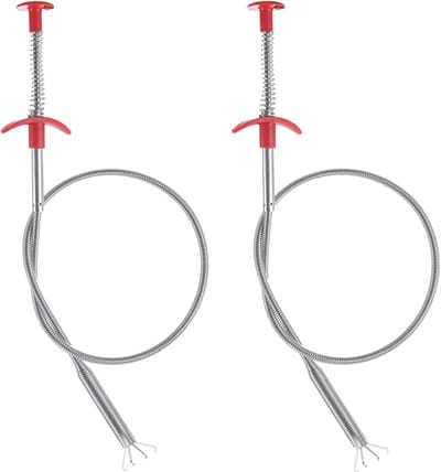 Flexibele afvoerontstopper 2-pack voor gootsteen en badkamer - Sterk en effectief - Haarverwijderaar - 60 CM - Grijs.