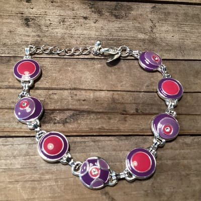 Armbandje met paars/rose schakel | Nostalgisch | Vintage