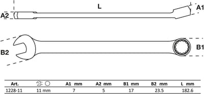 BGS Steek-ringsleutel extra lang SW 11 mm - 1228-11