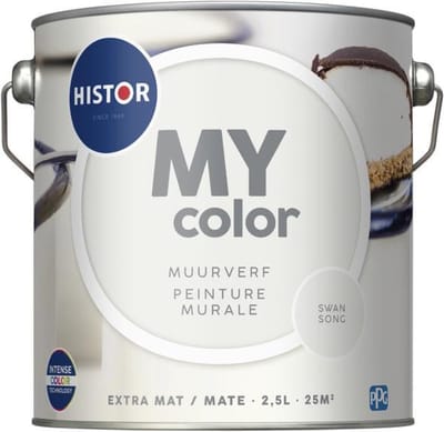 Histor MY Color Muurverf Swansong - Extra Mat – Reinigbaar en Geurarm – Extra Dekkend en Vochtregulerend – Voor Binnen - 2.5L - Wit