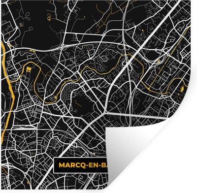 Muurstickers - Sticker Folie - Frankrijk - Stadskaart -Marcq-en-Barœul - Plattegrond - Kaart - 100x100 cm - Plakfolie - Muurstickers Kinderkamer - Zelfklevend Behang XXL - Zelfklevend behangpapier - Stickerfolie