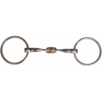 Dubbel snaffle paardenbit met koperen middenschakel Karlslund