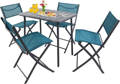 5-delige set bistroset eettafel tuinset balkonset stoel klaptafel tuincamping Sumila 80x55