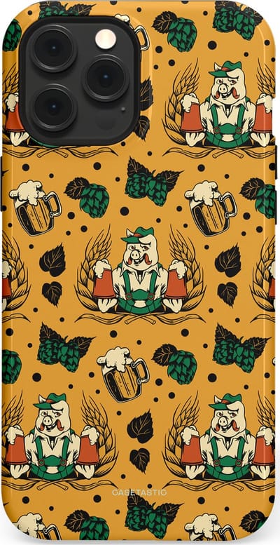 Casetastic hoesje geschikt voor Apple iPhone 12 Pro Max - MagSafe - Dubbellaagse bescherming - Oktoberpret - Fashion Case - Goud Taupe Donkergroen Donkergrijs