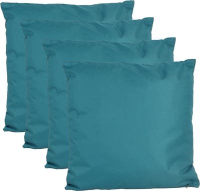 Anna's collection Buiten of tuin sier kussens - 4x - petrol blauw - 45 x 45 cm - binnen/buiten - zitkussens tuinbank