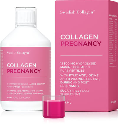 Marine Collageen voor Zwangerschap - Swedish Collagen - Vloeibaar met Foliumzuur, Vitamine C & D - Huid, Haar & Nagels