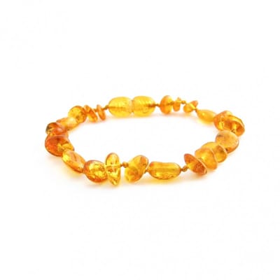 Wild Sun Barnsteen Armband Baby / Peuter - Amber Enkelbandje - Baltische Barnsteen – Pijnstillend bij Doorkomende Tanden - 14 cm - Mix - Honey