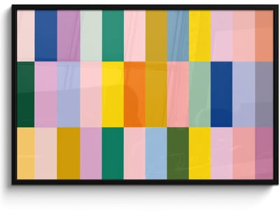 Poster in lijst - Fotolijst 120x80 cm - Posters - Stroken - Blauw - Patroon - Abstract - Posterlijst zwart - Decoratie - Wanddecoratie woonkamer - Muurdecoratie slaapkamer