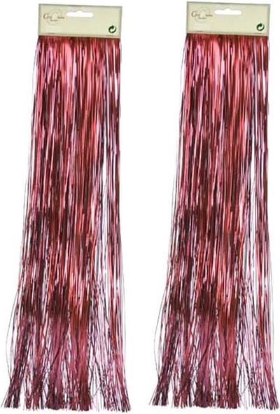 2x zakjes lametta golvend engelenhaar rood 50 x 500 cm - Tinsel/folie slierten - Kerstversiering/kerstboomversiering