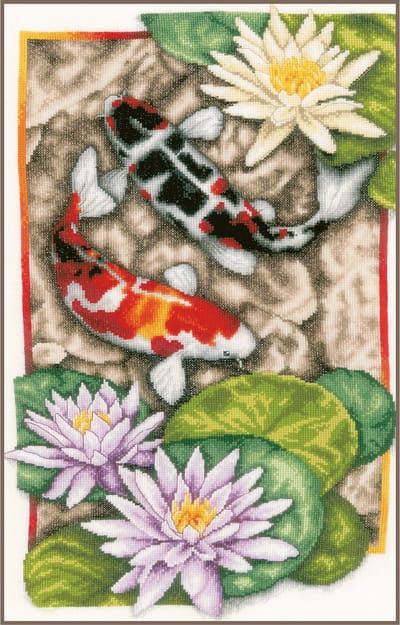 Lanarte Borduurpakket - Borduurset - Borduurpakket volwassenen - Telpakket kit - 27 x 44cm - Dans van de koi - PN-0203570