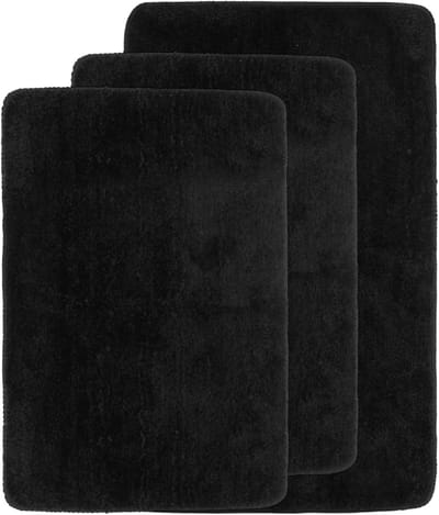 Set van 3 Badkamer Tapijten 40 x 60 cm en 50 x 80 cm, Zwarte Badmat voor Comfort en Stijl in de Badkamer