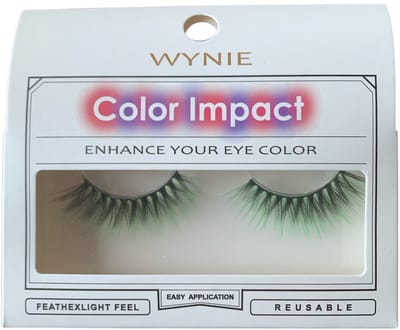 Wynie - Nep Wimpers - Valse Wimpers - Fake Lashes - Zwart Groen - 1,7 cm. lang - Zonder lijm - 1 Paar - UA153418