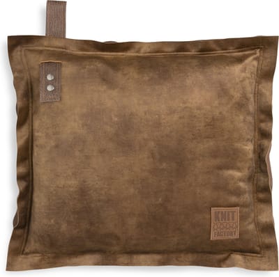 Knit Factory Dax Sierkussen - Vierkant kussen - Kussen woonkamer - Bank kussen - Decoratie kussen - New Camel - 50x50 cm - Kussenhoes inclusief kussenvulling