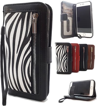 HEM Zebra Print Hoesje Geschikt Voor Apple iPhone X En XS – Luxe Wallet Bookcase Met Pasjesflip En Rits Voor Kleingeld – Telefoonhoesje Met Dierenprint