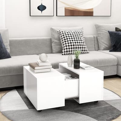 vidaXL - Salontafel - 60x60x38 - cm - bewerkt - hout - wit