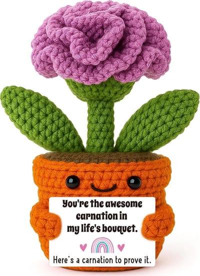Gehaakte Anjer Cadeau voor Vrouwen - Handgemaakt Bloem Decoratie als Waardering of Dankgeschenk