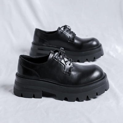 Leren Schoenen Voor Man Platform Echt Leer Grote Maat Schoenen Designer Formeel Platform Casual Schoenen Buiten 43 black