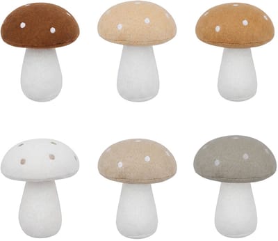 Clayre & Eef Decoratie Paddenstoel set 6 Beige Kunststof Herfst decoratie
