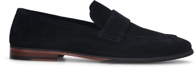 Manfield - Heren - Blauwe suède loafers - Maat 40