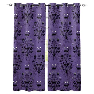 Raamgordijnen Pompoen Geest Schedel Halloween Stijl Gordijnen Woonkamer Decor Gordijnen voor Woonkamer Luxe Huisdecoratie 135W x 60H(cm)