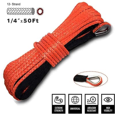 8300lbs Elektrische Lier Touw Nylon Touw Hoge Sterkte Vezel Touw 6.5mmx15m Auto Sleepkabel Sleepband