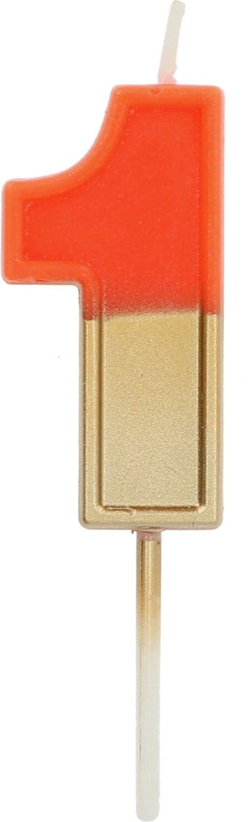 Folat - Kaars Retro Cijfer 1 Oranje - 5 cm
