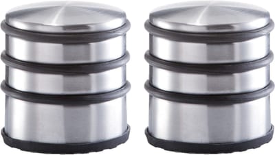 Zeller RVS deurstopper rond - Set van 2x stuks - 6,5 x 7 cm - Deurstop - 1,15 kg