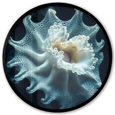 Poster in lijst Rond - Fotolijst 40x40 cm - Posters - Zeewezen - Wit - Golven - Water - Ronde posterlijst zwart - Decoratie - Wanddecoratie woonkamer - Muurdecoratie slaapkamer