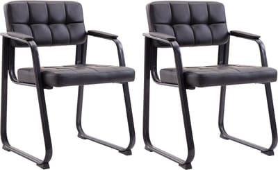 CLP Canada B Set van 2 eetkamerstoelen - met armleuning - Zwart Frame - Kunstleer - zwart