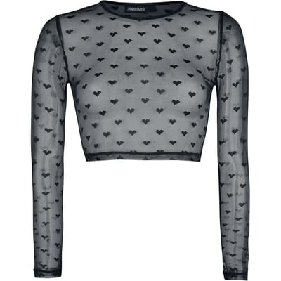 Jawbreaker Shirt met lange mouwen - Don't Mesh With My Heart Crop Top - M tot L - voor Vrouwen - zwart