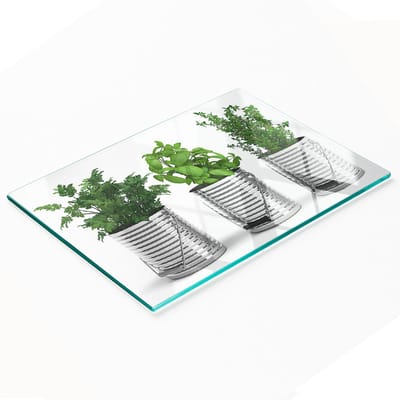 Duurzaam en stijlvol glazen bord met patroon van aromatische planten, 80x52 cm