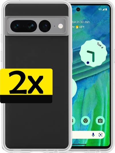 Hoesje - 2 Stuks - Geschikt voor Google Pixel 7 Pro - Sterk & Shockproof - Case Siliconen - Back Cover - Telefoon Hoes - Telefoonhoesjes - Transparant