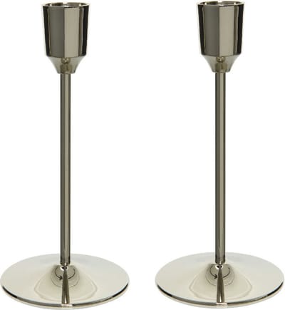 Set van 2x stuks luxe diner kaarsen staande kandelaar aluminium kleur zilver 20 cm - Diameter onderkant 7 cm