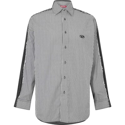 Diesel Herenshirt met Strepen van Katoen in Relaxed Fit (Zwart)