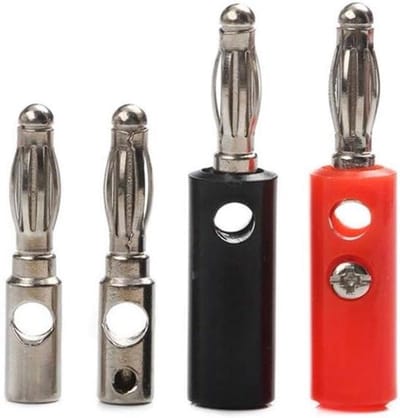 Draadconnector 10 stuks - Banaanpluggen - Audio Aansluiten - Zonder Lassen - 4mm - Rood Zwart