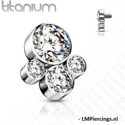 Dermal titanium top pootje afdruk wit 1.6mm - LMPiercings