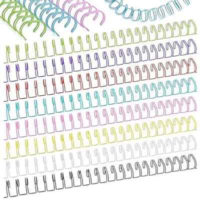 Kleine metalen dubbele lus binddraden - 48 stuks in 8 kleuren voor spiraalnotebooks