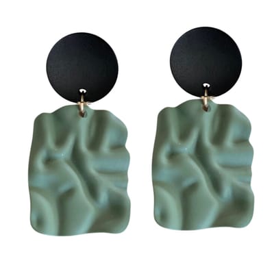 Clip oorbellen -Satijn- groen- zwart -hout- geen gaatje- Charme Bijoux