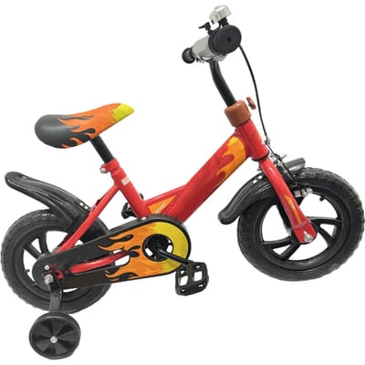 Kinderfiets 12 inch Schuimwiel Hoog Koolstofstaal Frame Kinderen Sportfiets met Zijwielen voor Peuter Rood black