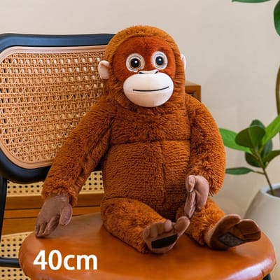 Peluche Singe Gorille Roux de Dessin Animé Poupée Singe à Bras Longs Figurine Chimpanzé Noir Décoration de Chambre Oreiller de Sommeil Cadeau