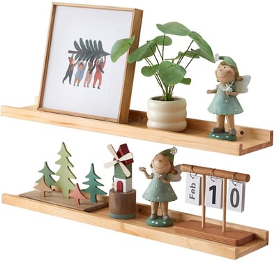 Dailygoods- Wandplank 80 x 15 cm - Zwevende Planken - 2 stuks - Grenenhout - Veiligheidswaarschuwing 22 kg - Milieuvriendelijke lak - Plank