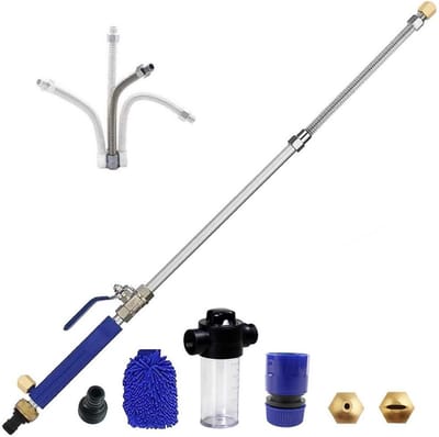 Allecto Plus - Hogedruk Slang Nozzle met Sneeuwschuimkanon voor Auto | Watering Sproeier voor Vensterwassen | Flexibele Tuinslang Sproeier voor Thuis en Tuin | Slang Pijp met Wandbevestiging
