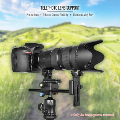 Support de téléobjectif L200 en alliage d'aluminium réglable en hauteur beige