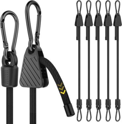BOTC Bungee Koorden - Verstelbare Spanbanden met Haken - 6 Stuks Heavy Duty - voor Bagage, Fiets, Camping & Dakdrager - Zwart