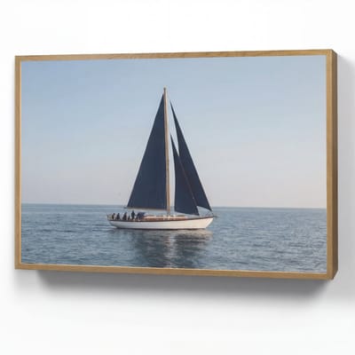 Wandlamp 90x60 cm - Oplaadbaar - Zeilboot - Zee - Blauw - Wandlampen binnen woonkamer - Slaapkamer lamp - Decoratieve nachtlamp - Vloerlamp draadloos