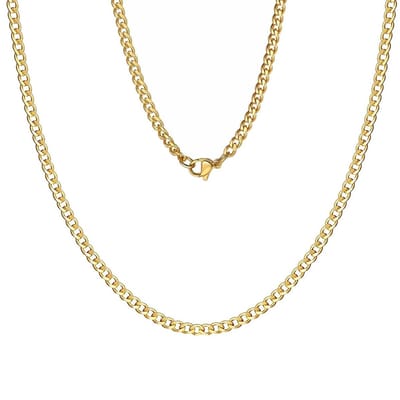 Fako Bijoux® - Schakelketting Staal - Cubaanse Schakel Ketting - RVS - Gourmette - Cuban Link - 3.5mm - 60cm - Goudkleurig