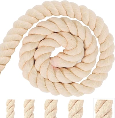 Dikke Katoenen Touw van 20mm - 4m Beige Macramé Draad voor Decoratie, DIY Projecten en Tuinieren
