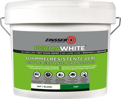 Zinsser Permawhite Mat 10 liter - Anti Schimmel Verf