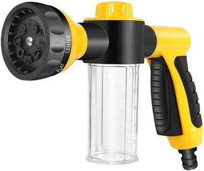 Tuinslangsproeier met instelbare zeepdispenser – hogedruk – 8 standen – gemakkelijk vast te houden – past op standaardslangen – voor planten, gazon, auto, patio, wassen.L