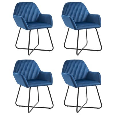vidaXL - Eetkamerstoelen - 4 - st - fluweel - blauw